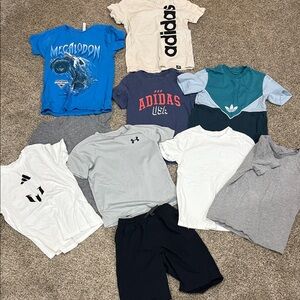 Adidas Kids' White and Black Logo Tee